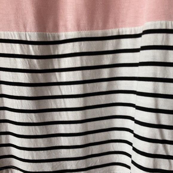 Boutique sz M color blocked black and white stripped pink floral tank top shirt - Picture 5 of 17